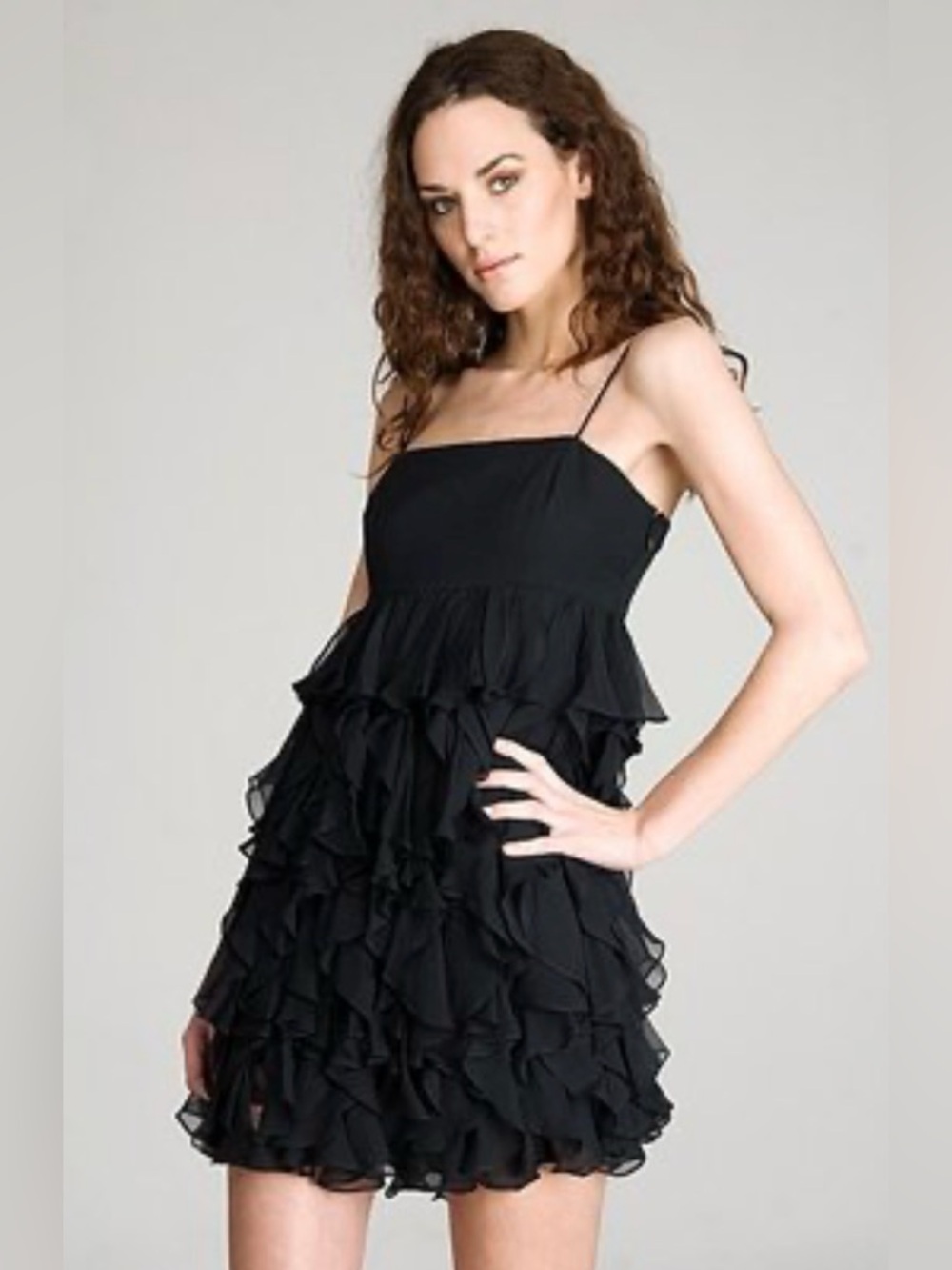 NWT Y2K Juicy Couture Flutter Ruffle Mini Party Dress Black Women's Size 12